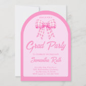 Pink Gingham Bow Arch Photo Graduation Party 招待状 (裏面)