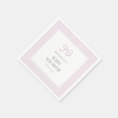 Pink Gingham Bow Baby Girl Baby Shower Napkins スタンダードカクテルナプキン (角)