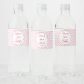 Pink Gingham Bow First Birthday Water Bottle Label ペットボトルラベル (ボトル)