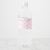 Pink Gingham Bow First Birthday Water Bottle Label ペットボトルラベル (裏面)