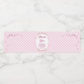 Pink Gingham Bow First Birthday Water Bottle Label ペットボトルラベル (シングルラベル)