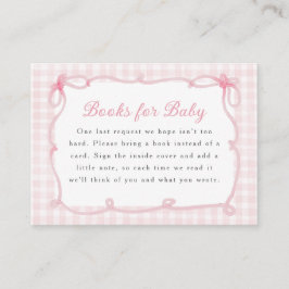 Pink Gingham Bow Frame Books for Baby エンクロージャーカード