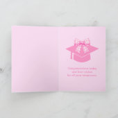 Pink Gingham Bow Graduate Photo Graduation  カード (内部)
