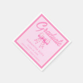 Pink Gingham Bow Graduation Party スタンダードカクテルナプキン (角)