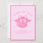Pink Gingham Bow Graduation Party 招待状 (裏面)