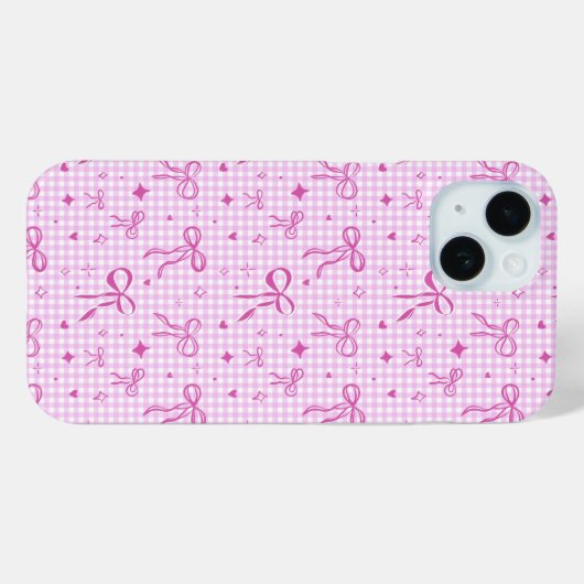 Pink Gingham Bow Phone Case Case-Mate iPhoneケース (裏面 (横))