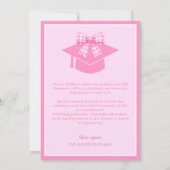 Pink Gingham Bow Photo Graduation 案内状 (裏面)