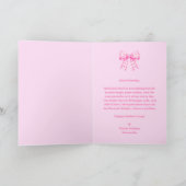 Pink Gingham Bow Photo Mother's Day Card カード (内部)