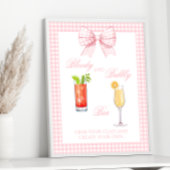 Pink Gingham Bow Preppy Coctail Bar Sign Poster ポスター