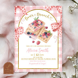 Pink Gingham Bows And Brunch Baby Shower Brunch 招待状