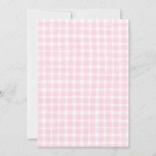 Pink Gingham Bunny Baby Shower Blush Dusty Pink 招待状 (裏面)