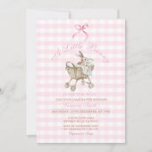 Pink Gingham Bunny Baby Shower Grandmillennial  招待状 (正面)