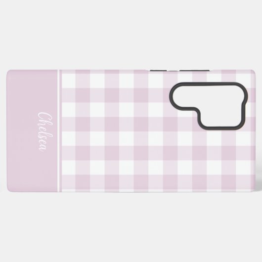 Pink Gingham Check MagSafe Tough Samsung Galaxyケース (裏面横)