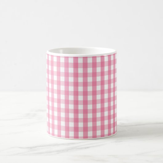 Pink Gingham Check Pattern Two-Tone Coffee Mug コーヒーマグカップ (中央)