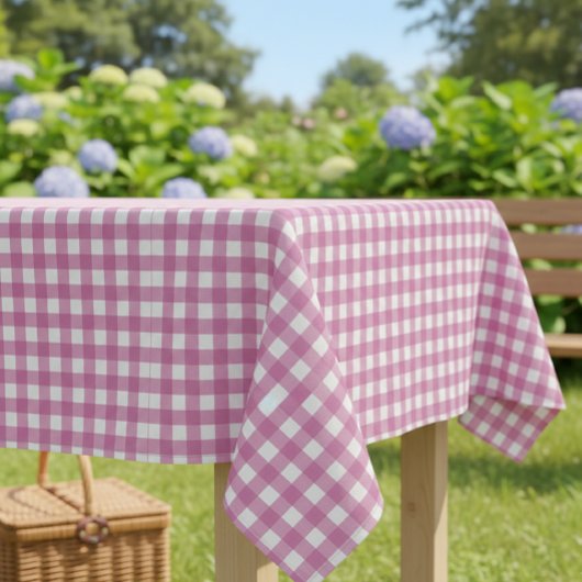 Pink Gingham Checkered Tablecloth for Parties テーブルクロス