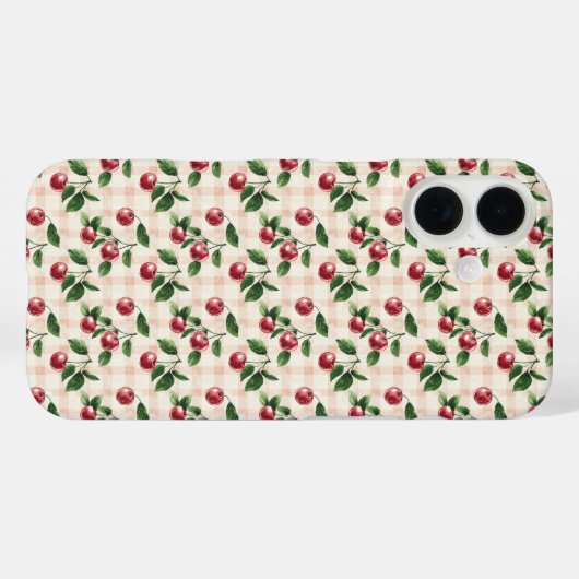 Pink Gingham Cherry Coquette Aesthetic Gift Her Case-Mate iPhoneケース (裏面 (横))