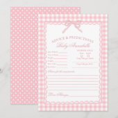 Pink Gingham Coquette Bow Advice for Baby Card 招待状 (正面/裏面)