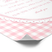 Pink Gingham Coquette Bow Advice for Baby Shower ポスター (角)
