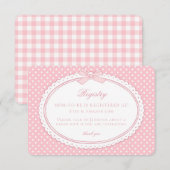 Pink Gingham Coquette Bow Baby Registry エンクロージャーカード (正面/裏面)