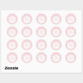 Pink Gingham Coquette Bow Baby Shower Seal ラウンドシール (シート)
