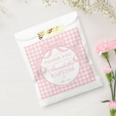 Pink Gingham Coquette Bow Baptism Dessert フェイバーバッグ (封をした状態)