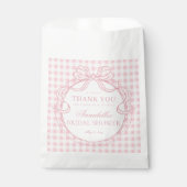 Pink Gingham Coquette Bow Bridal Shower Dessert フェイバーバッグ (正面)
