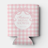 Pink Gingham Coquette Bow Bridal Shower Favor 缶クーラー (裏面)