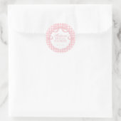 Pink Gingham Coquette Bow Bridal Shower Seal ラウンドシール (バッグ)