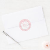 Pink Gingham Coquette Bow Bridal Shower Seal ラウンドシール (封筒)