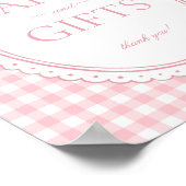 Pink Gingham Coquette Bow Card & Gifts Sign ポスター (角)