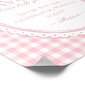 Pink Gingham Coquette Bow Favors Sign ポスター (角)