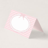 Pink Gingham Coquette Bow Place Card Table Decor (正面)