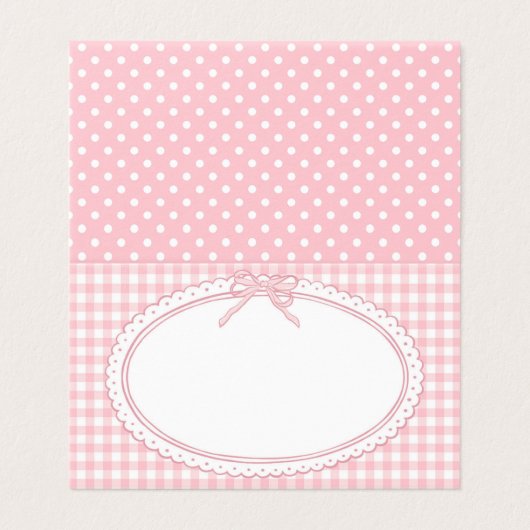 Pink Gingham Coquette Bow Place Card Table Decor (外部フラット)