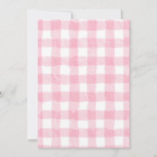 Pink Gingham Coquette Christmas Tree Bridal Shower 招待状 (裏面)