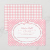 Pink Gingham Coquette  Diaper Raffle エンクロージャーカード (正面/裏面)