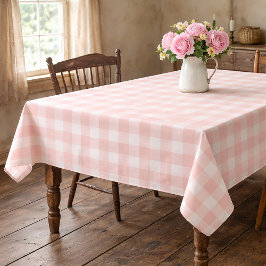 Pink Gingham Cotton Tablecloth  テーブルクロス
