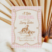 Pink Gingham Cowgirl Baby Shower Invitation 招待状
