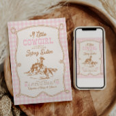 Pink Gingham Cowgirl Baby Shower Invitation 招待状
