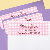 Pink Gingham cute return address ラベル