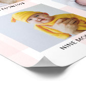 Pink Gingham First Birthday Photo Timeline ポスター (角)