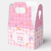Pink Gingham Floral Bow Baby Shower Favor Boxes フェイバーボックス (オープン)