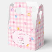 Pink Gingham Floral Bow Baby Shower Favor Boxes フェイバーボックス (オープン)