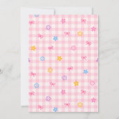 Pink Gingham Floral Bow Baby Shower Thank You Card サンキューカード (裏面)