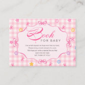 Pink Gingham Floral Bow Book for Baby Insert Card エンクロージャーカード (正面)