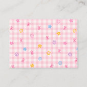 Pink Gingham Floral Bow Diaper Raffle Insert Card エンクロージャーカード (裏面)