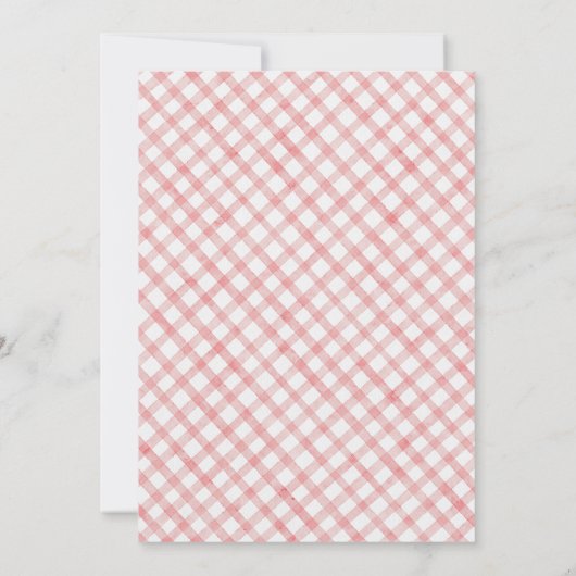 Pink Gingham Floral One Silly Goose 1st Birthday 招待状 (裏面)