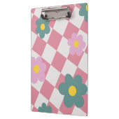 Pink Gingham Floral Pattern – Retro Cute Flower  クリップボード (左)