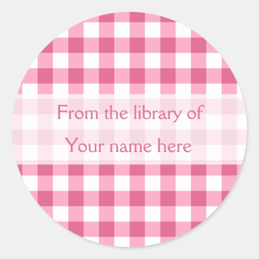 Pink Gingham From The Library of Librations ラウンドシール (正面)