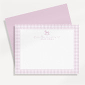 Pink Gingham  Girl  Nursery Note Card 案内状