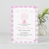 Pink Gingham Golf Baby Girl Shower 招待状 (スタンド正面)